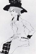 Portrait of a woman with a large hat, Egon Schiele